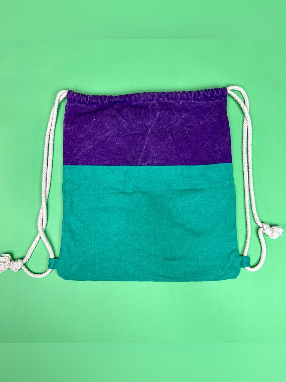 Vintage 90s Esprit Colorblock Canvas Drawstring Backpack Spell Out Logo - Picture 6 of 9